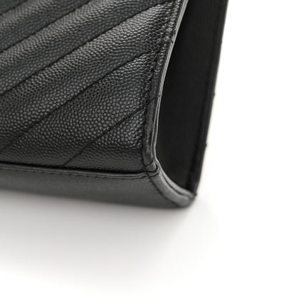 Saint Laurent Grain De Poudre Matelasse Chevron Large Monogram Satchel Black 15 of 16