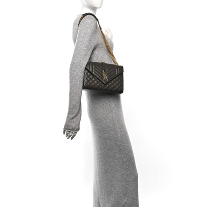 Saint Laurent Grain De Poudre Textured Mixed Matelasse Medium Triquilt Monogram Satchel Pebble 2 of 10