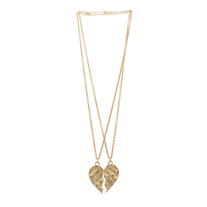 Chanel Crystal Gripoix Clover Heart CC Friendship Necklace Set Gold Multicolor 3 of 5