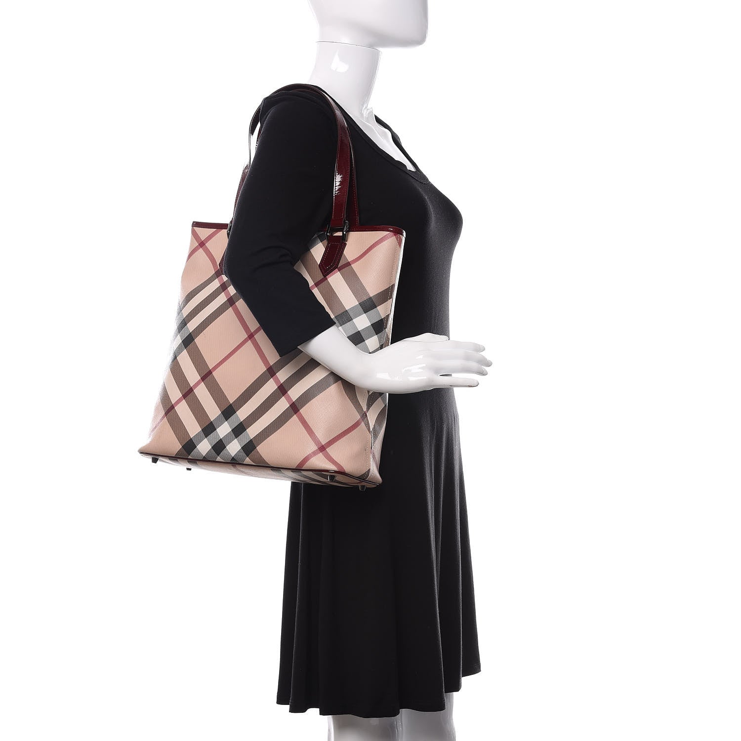 Burberry Supernova Check Regent Tote Berry Red 2 of 12
