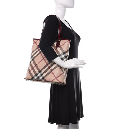 Burberry Supernova Check Regent Tote Berry Red 2 of 12