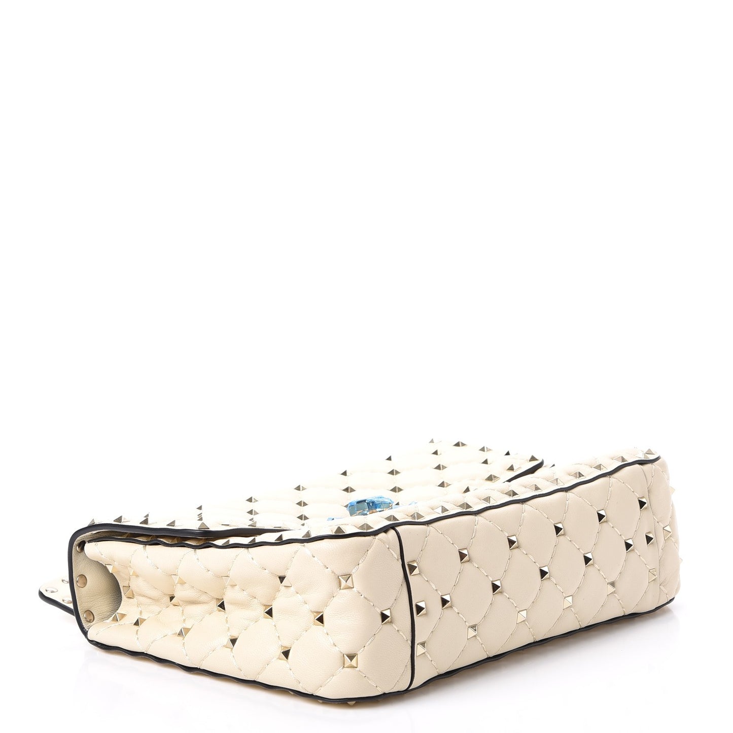 Nappa Medium Rockstud Spike Shoulder Bag Light Ivory