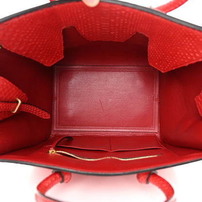 Celine Snakeskin Small Tie Knot Tote Red 5 of 17