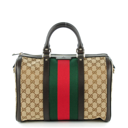 Gucci Monogram Vintage Web Medium Boston Dark Brown 1 of 7