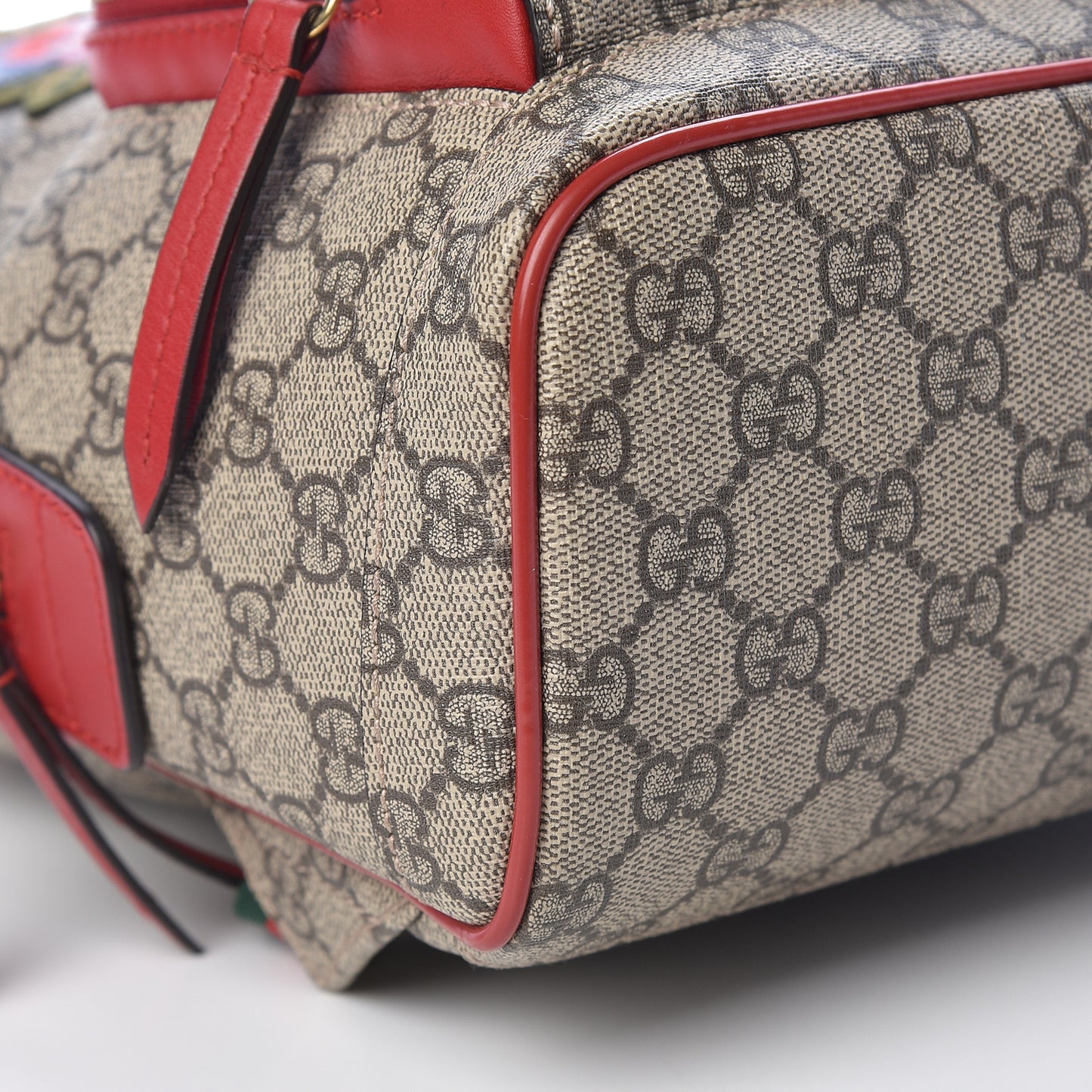 GG Supreme Monogram Web Kingsnake Heart Embroidered Small Day Backpack Red