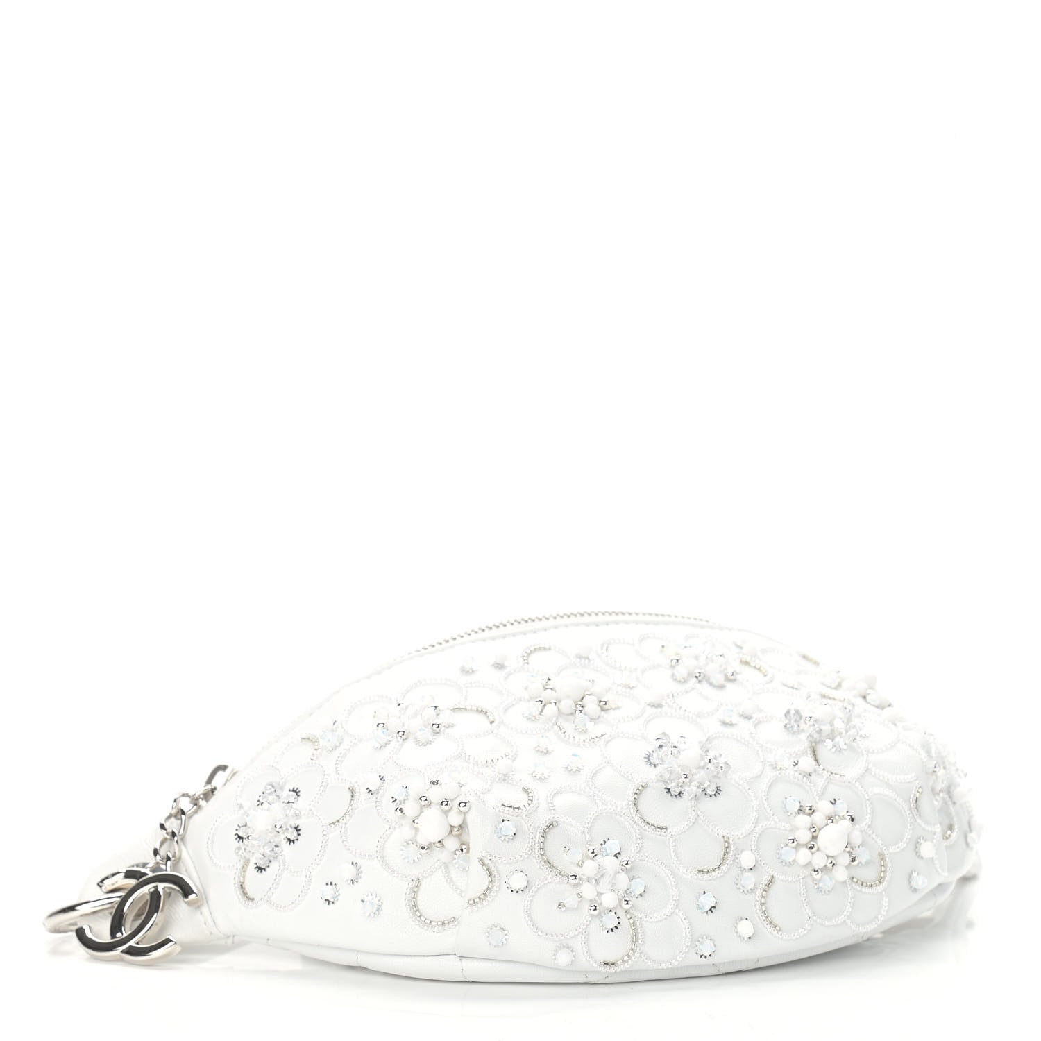 Chanel Calfskin Crystal Beads Embellished Belt Bag White 4 of 9