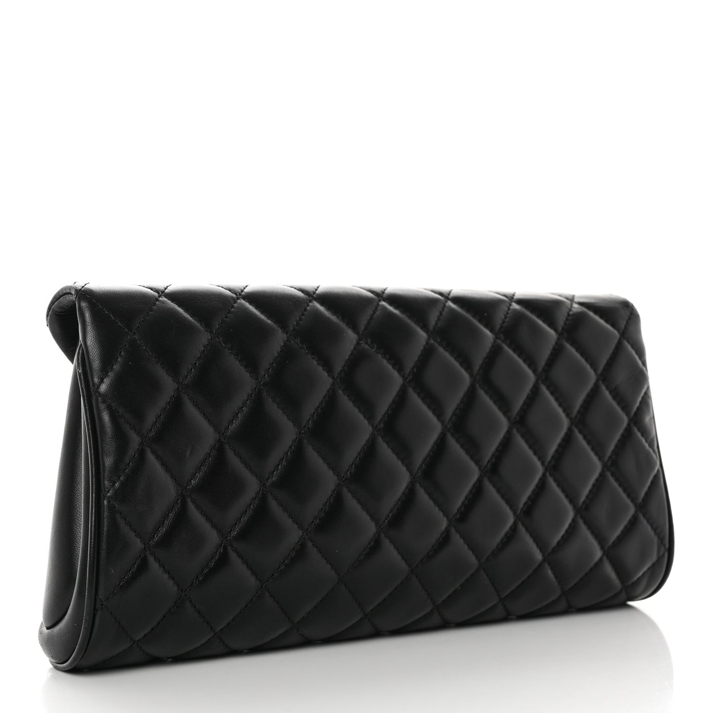 Lambskin Quilted Fold Up Again Clutch Black
