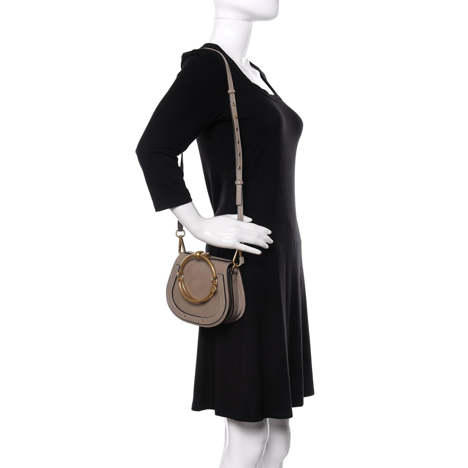 Chloe Calfskin Suede Small Nile Bracelet Bag Motty Grey 2 of 10