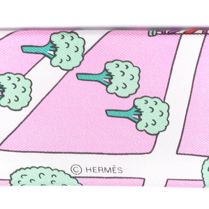 Hermes Silk Les Nouveaux Amoureux de Paris Twilly Rose Buvard White Vert 4 of 4