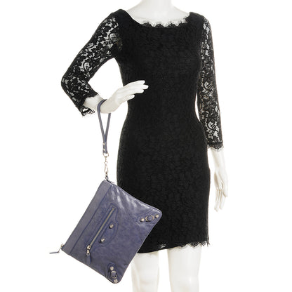Balenciaga Agneau Giant Silver Hardware 12 Flat Handle Clutch Jacynthe 2 of 11