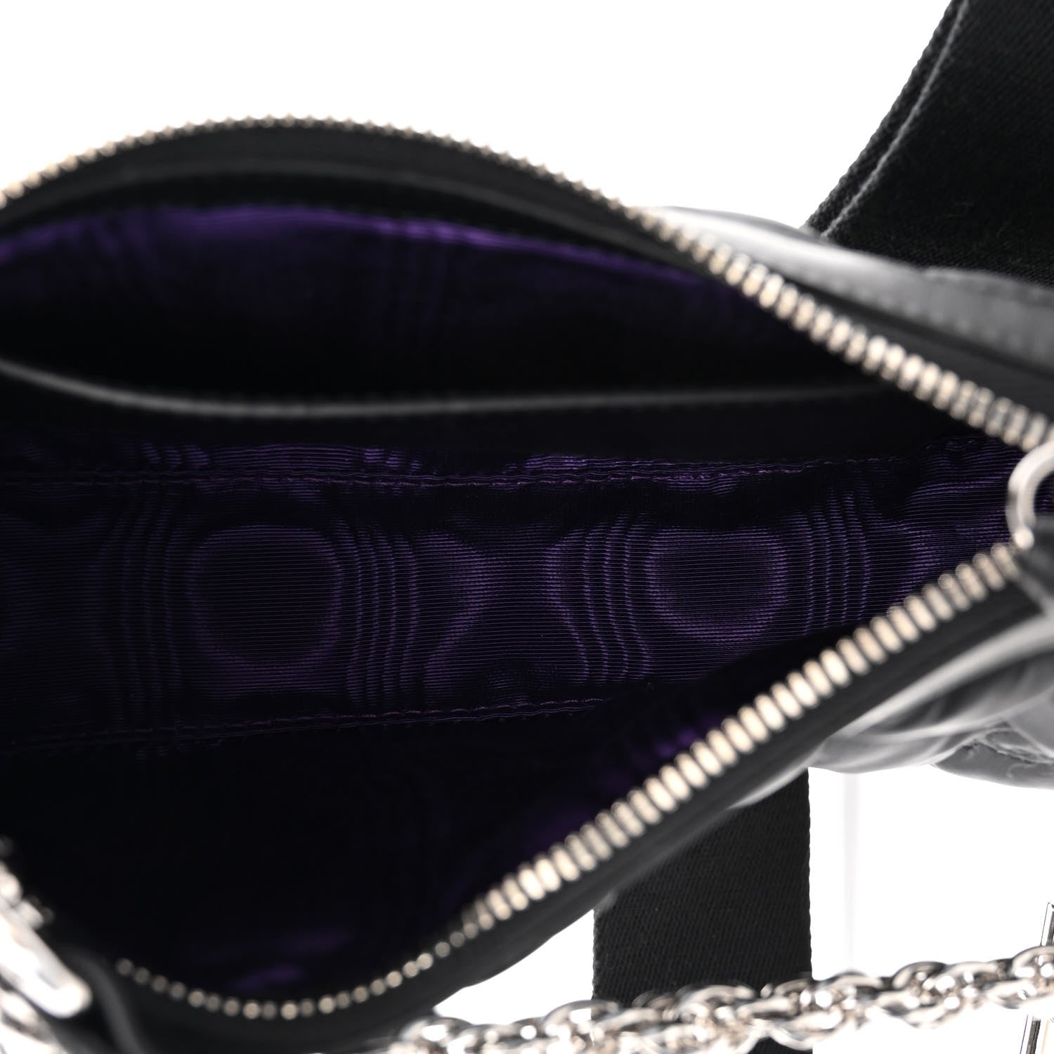 Gucci Nylon Calfskin Enamel GG Matelasse Chain Handbag Black 5 of 12