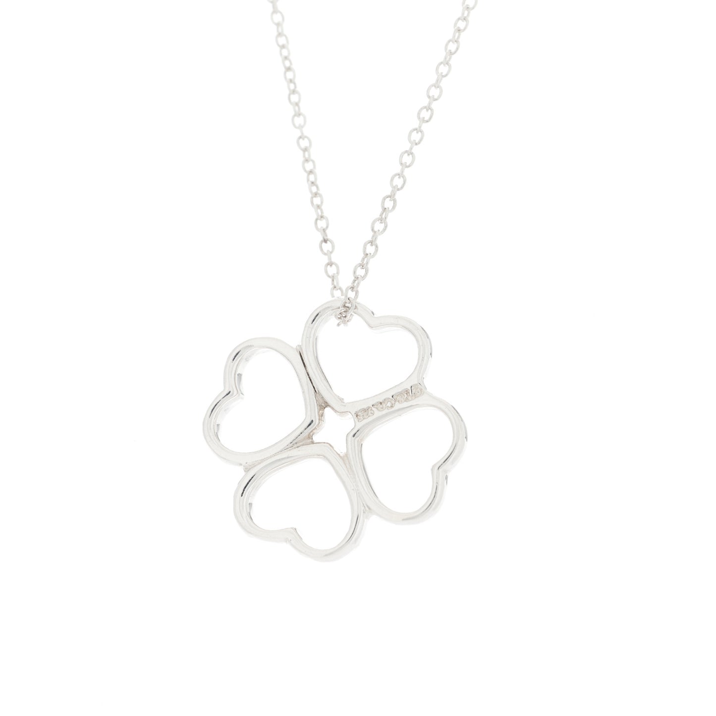 Sterling Silver Four Hearts Clover Pendant Necklace