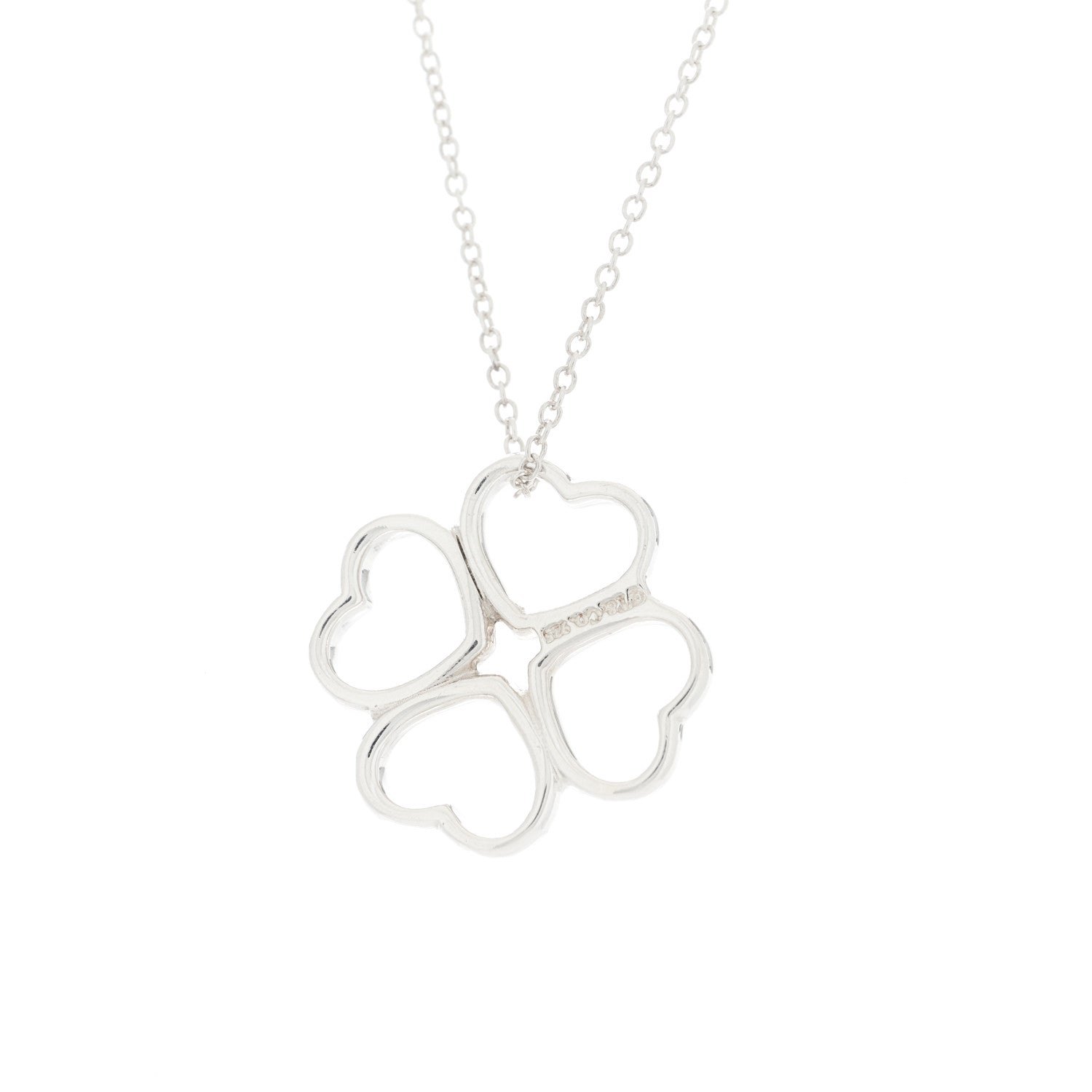 Tiffany Sterling Silver Four Hearts Clover Pendant Necklace 5 of 5