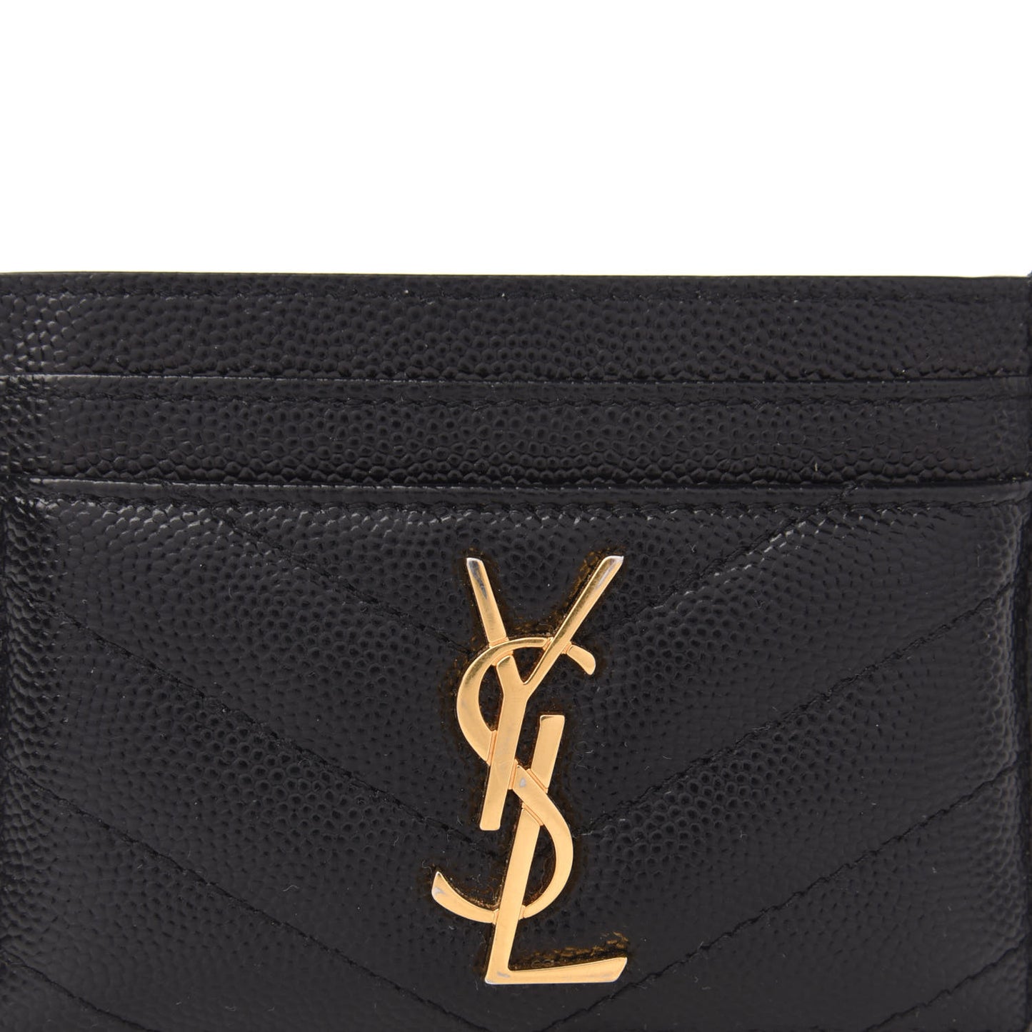 Grain De Poudre Matelasse Chevron Monogram Credit Card Case Black