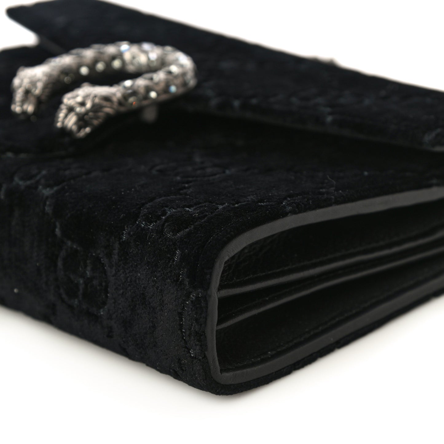 Velvet GG Monogram Mini Dionysus Chain Wallet Black
