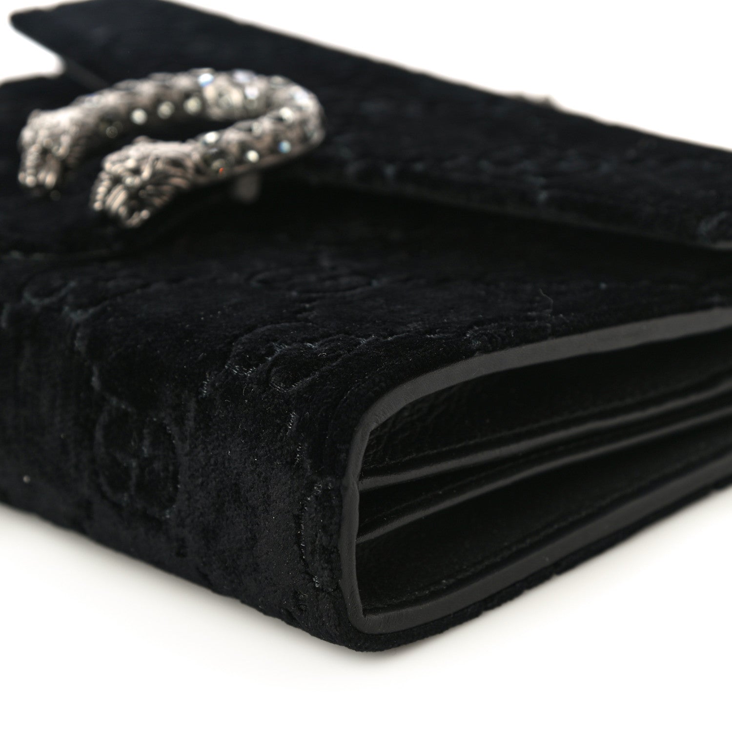 Gucci Velvet GG Monogram Mini Dionysus Chain Wallet Black 9 of 11