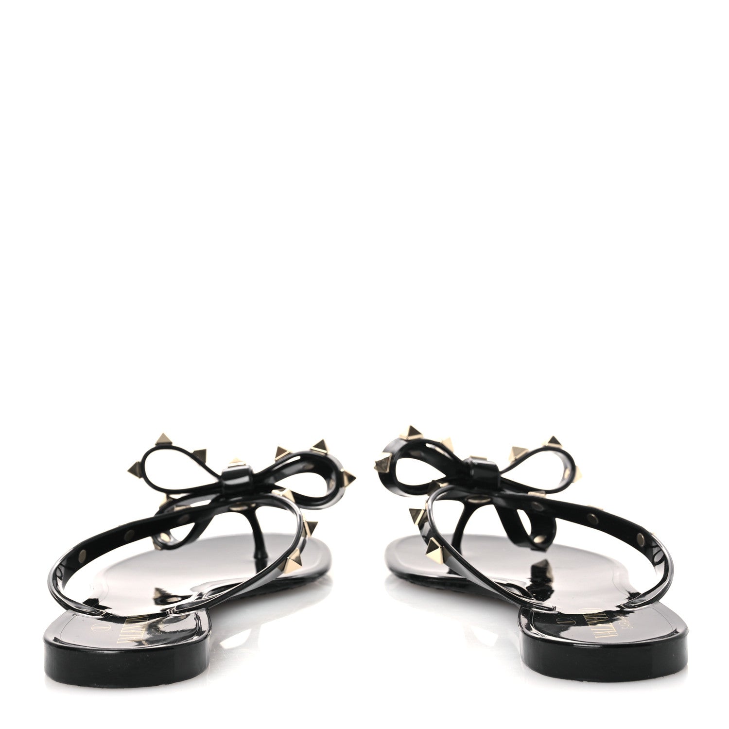 Valentino Garavani PVC Jelly Rockstud Bow Thong Sandals 38 Black 6 of 9