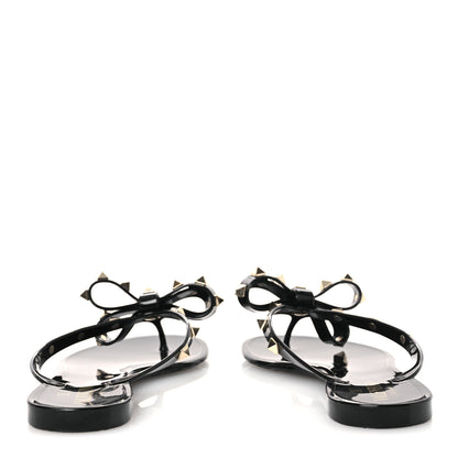 Valentino Garavani PVC Jelly Rockstud Bow Thong Sandals 38 Black 6 of 9