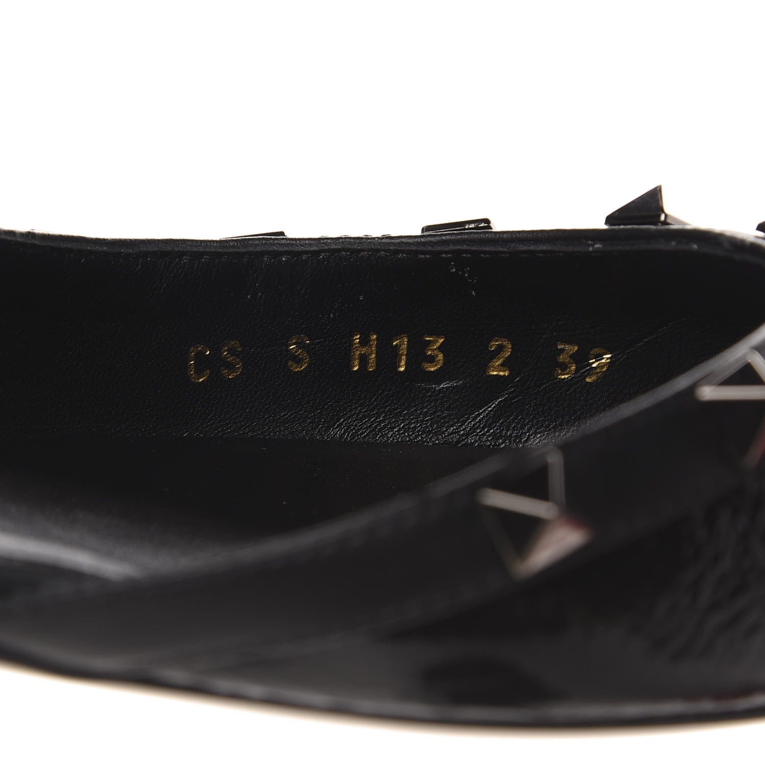 Valentino Garavani Crinkled Patent Calfskin Rockstud Slingback Flats 39 Black 9 of 10