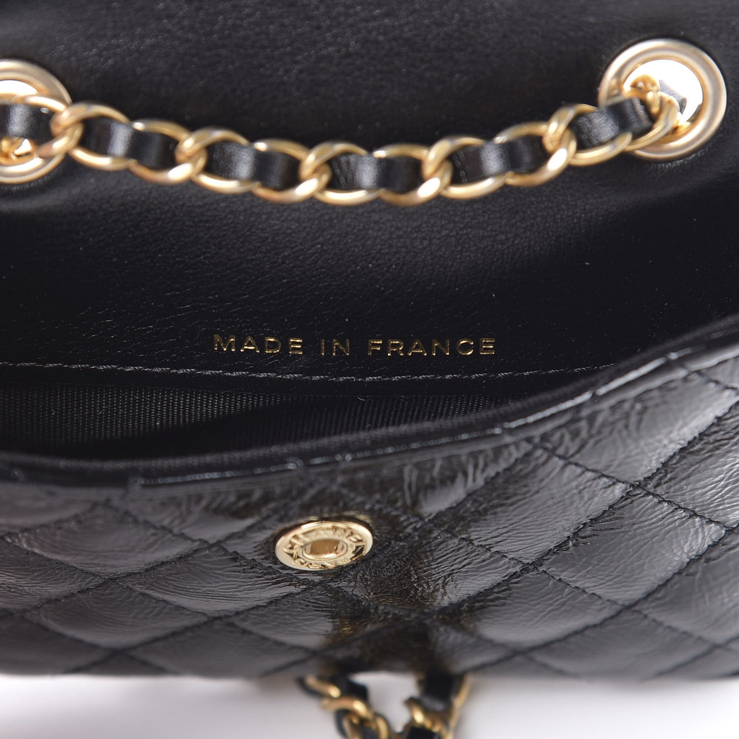 Shiny Aged Calfskin Quilted Waist Belt Bag Black