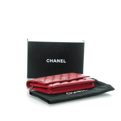 Chanel Lambskin Quilted Wallet On Chain WOC Red 4 of 8