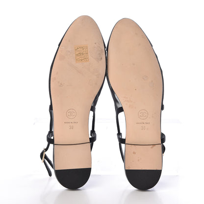 Chanel Mesh Grosgrain Cap Toe CC Slingback Sandals 38 Black 5 of 11
