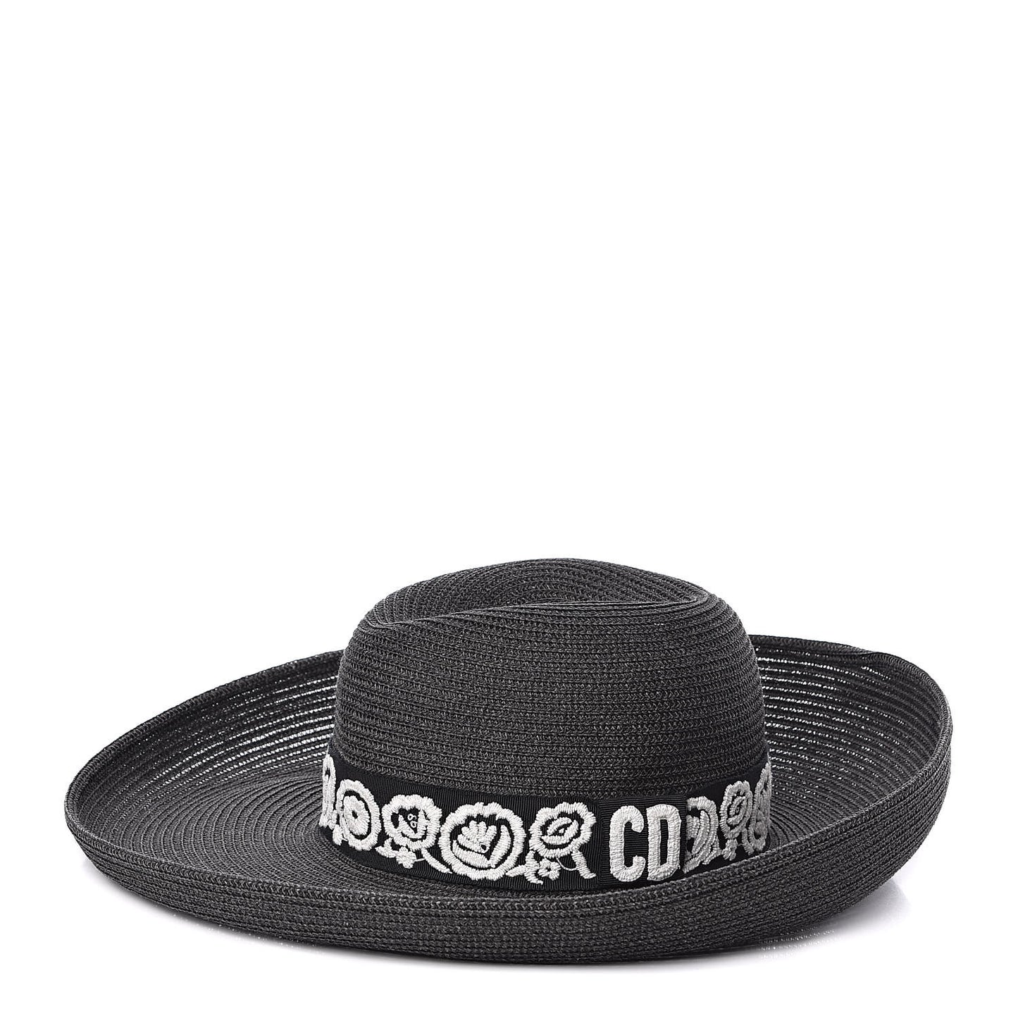 Straw Mexican Daytime Roses Hat Black