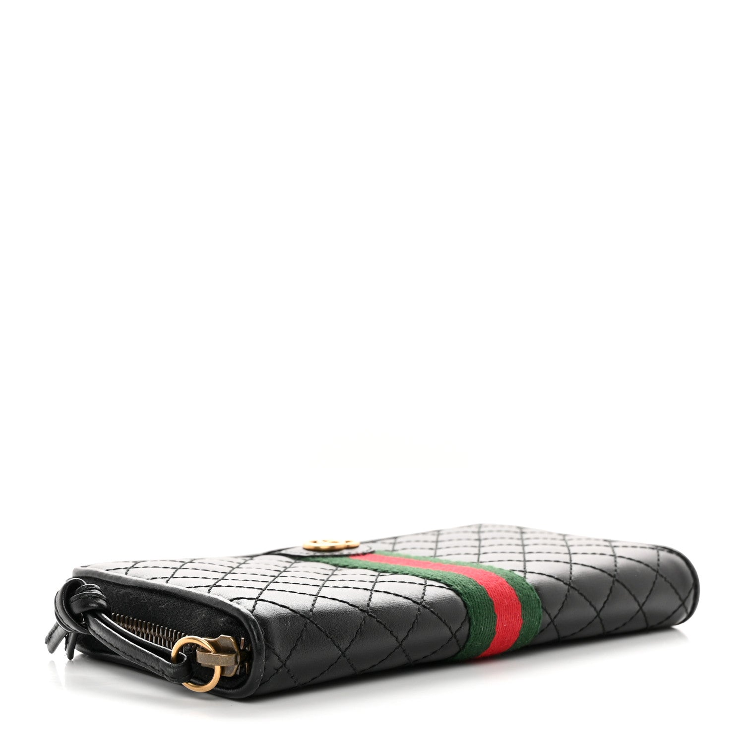 Gucci Calfskin Web Trapuntata GG Zip Around Wallet Black 4 of 12