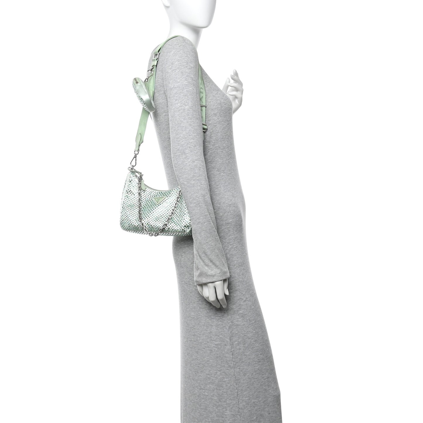 Satin Crystal Re-Edition 2005 Shoulder Bag Acqua