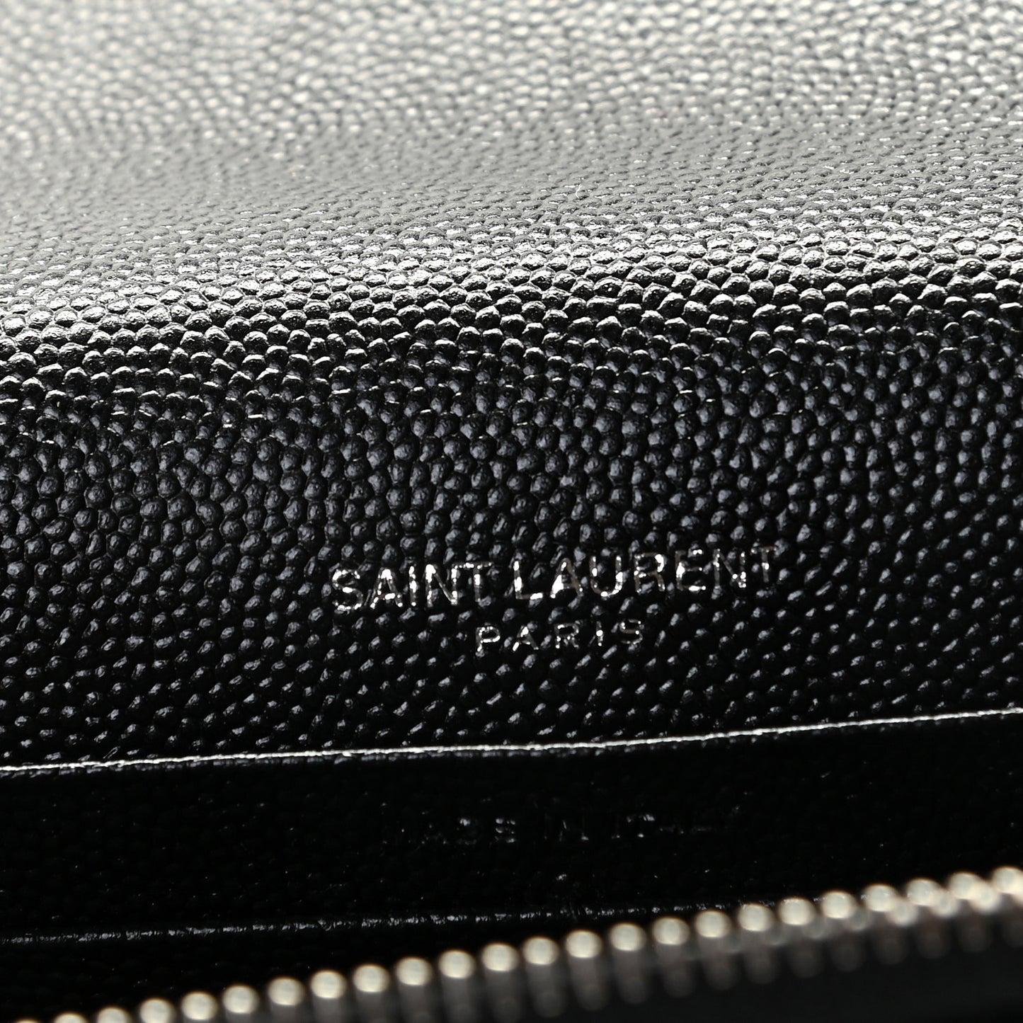 Grain De Poudre Matelasse Chevron Monogram Envelope Chain Wallet Black