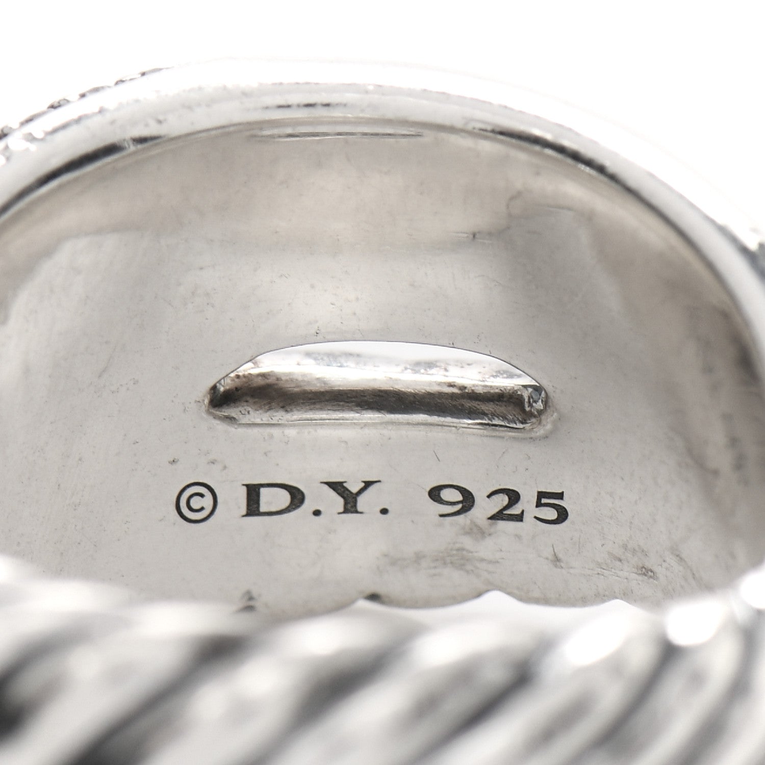 David Yurman Sterling Silver Diamond Crossover Cable Ring 56 7.75 4 of 4