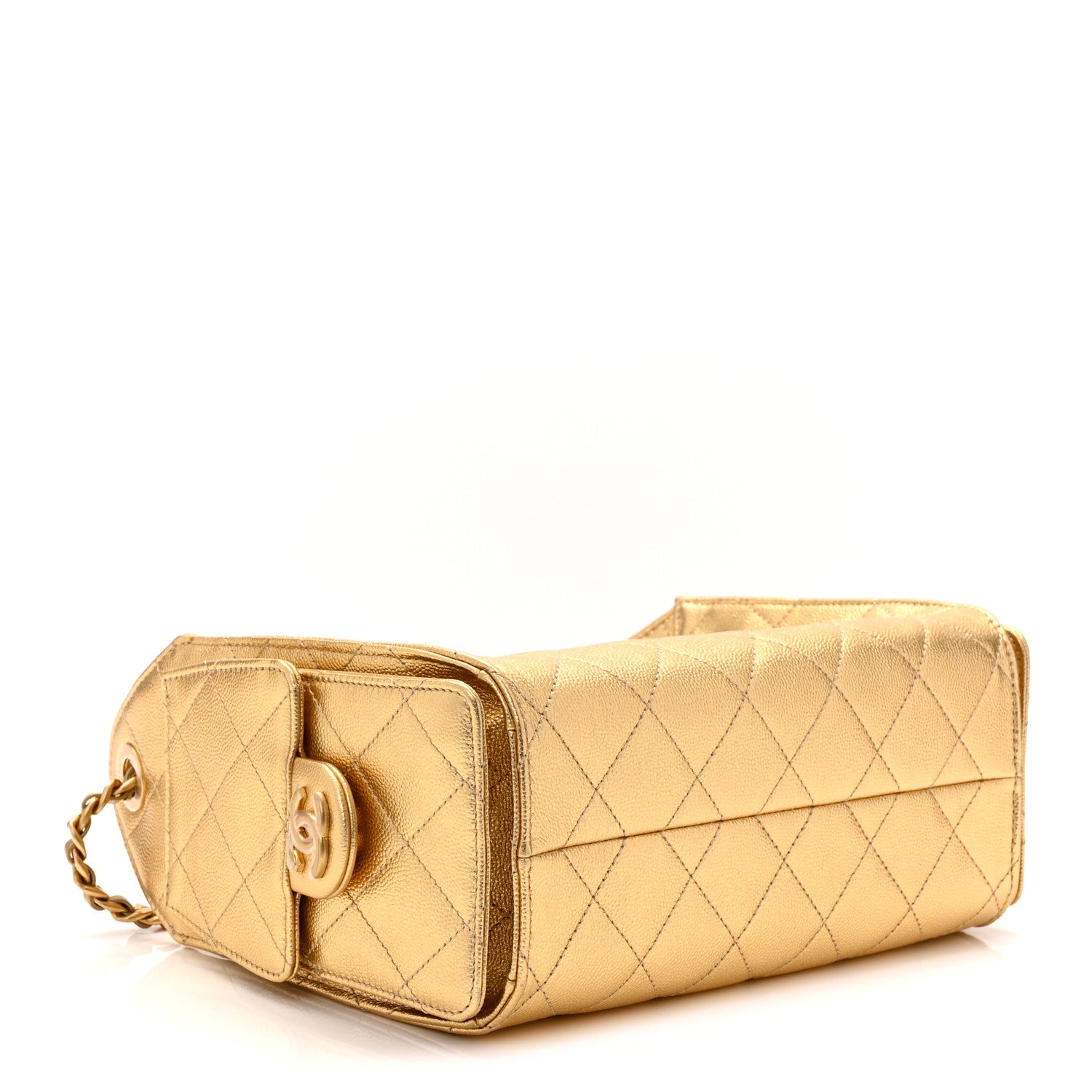 Chanel Metallic Caviar Quilted Mini Chanel 25 Handbag Gold 4 of 12