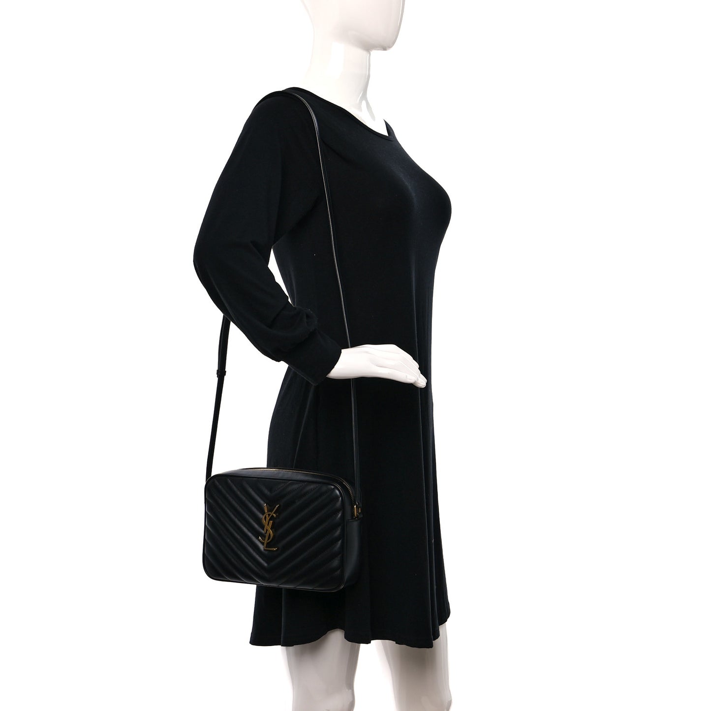 Calfskin Matelasse Monogram Lou Camera Bag Black