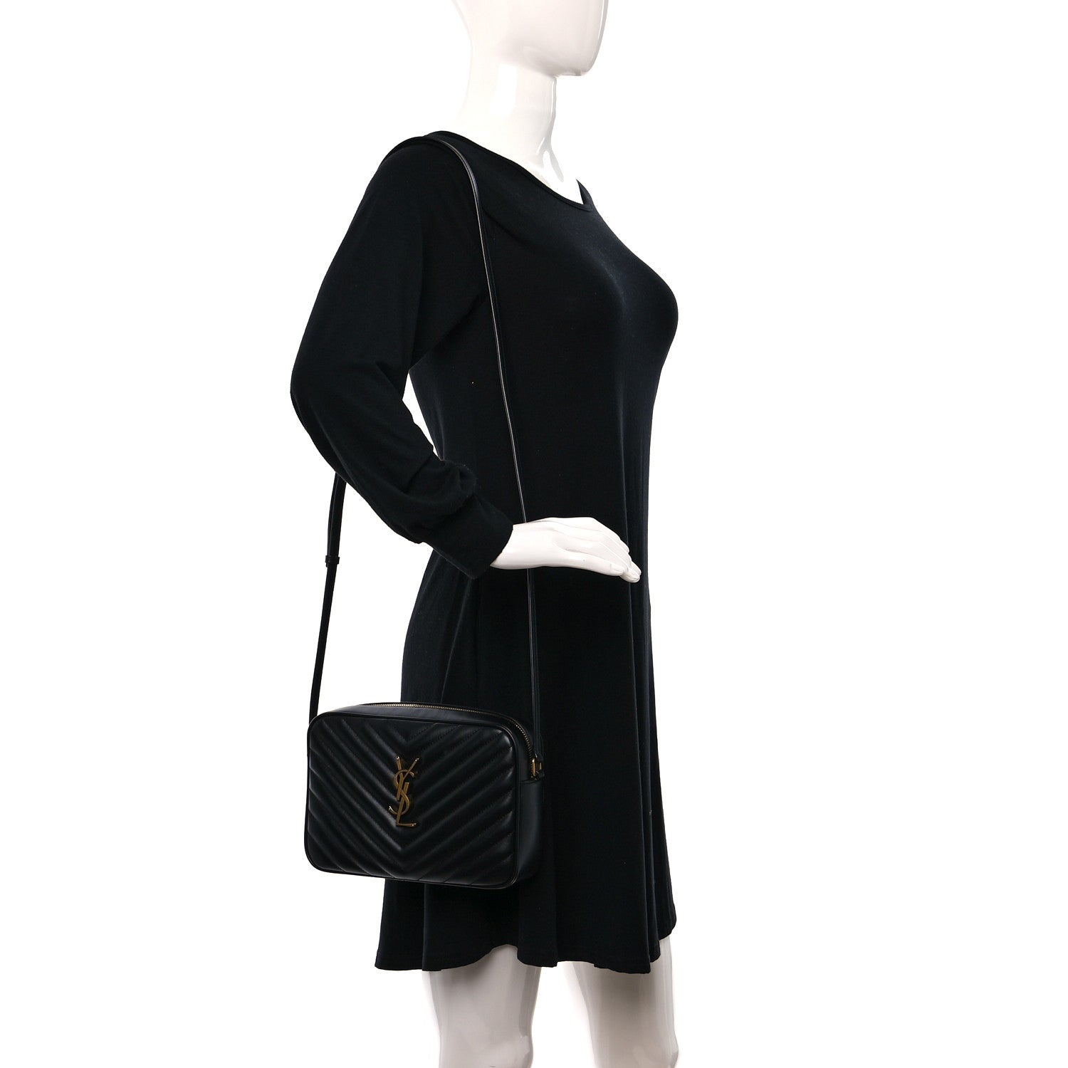 Saint Laurent Calfskin Matelasse Monogram Lou Camera Bag Black 2 of 9