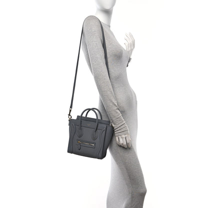 Celine Drummed Calfskin Nano Luggage Kohl 2 of 10