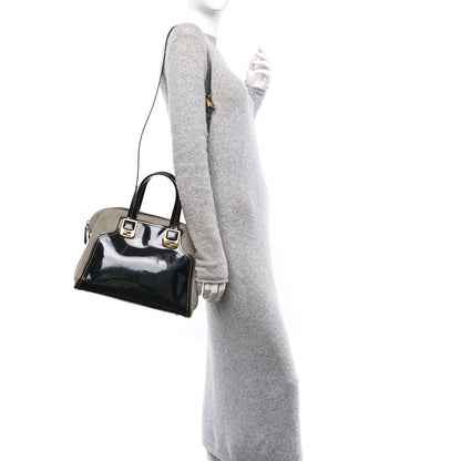 Fendi Patent Canvas Small Chameleon Tote Black 2 of 10