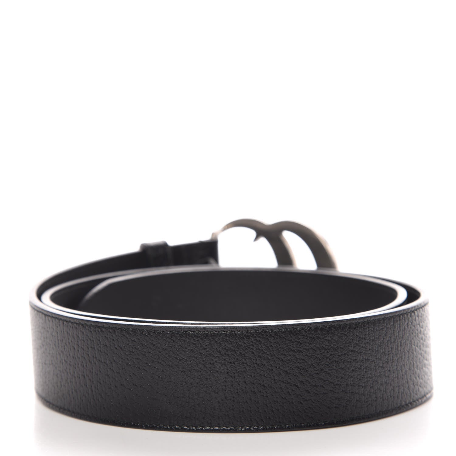 Gucci Textured Dollar Calfskin Nickel Double G 40mm Belt 90 36 Black 3 of 7