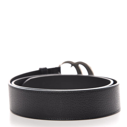Gucci Textured Dollar Calfskin Nickel Double G 40mm Belt 90 36 Black 3 of 7