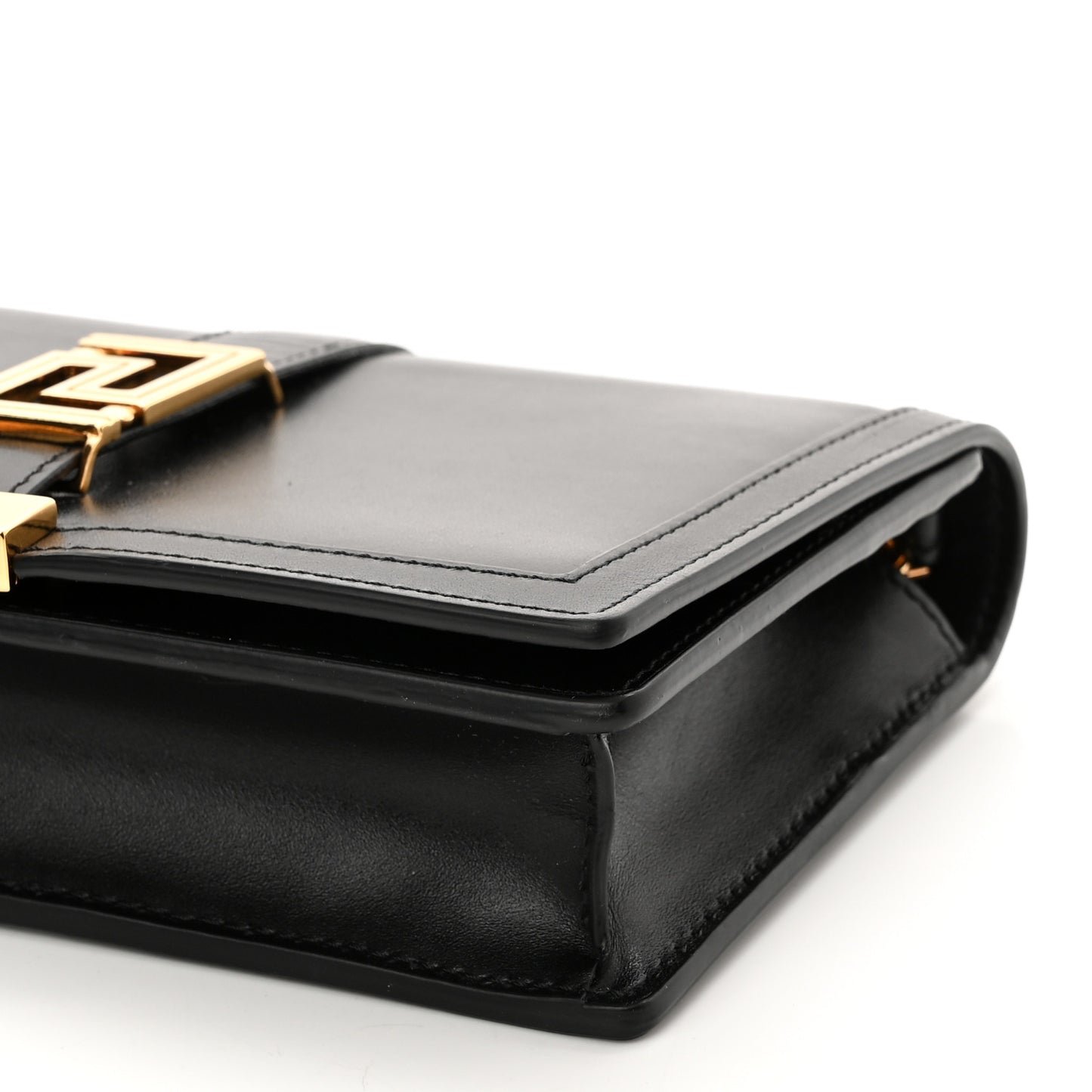 Calfskin Greca Goddess Wallet On Chain Black