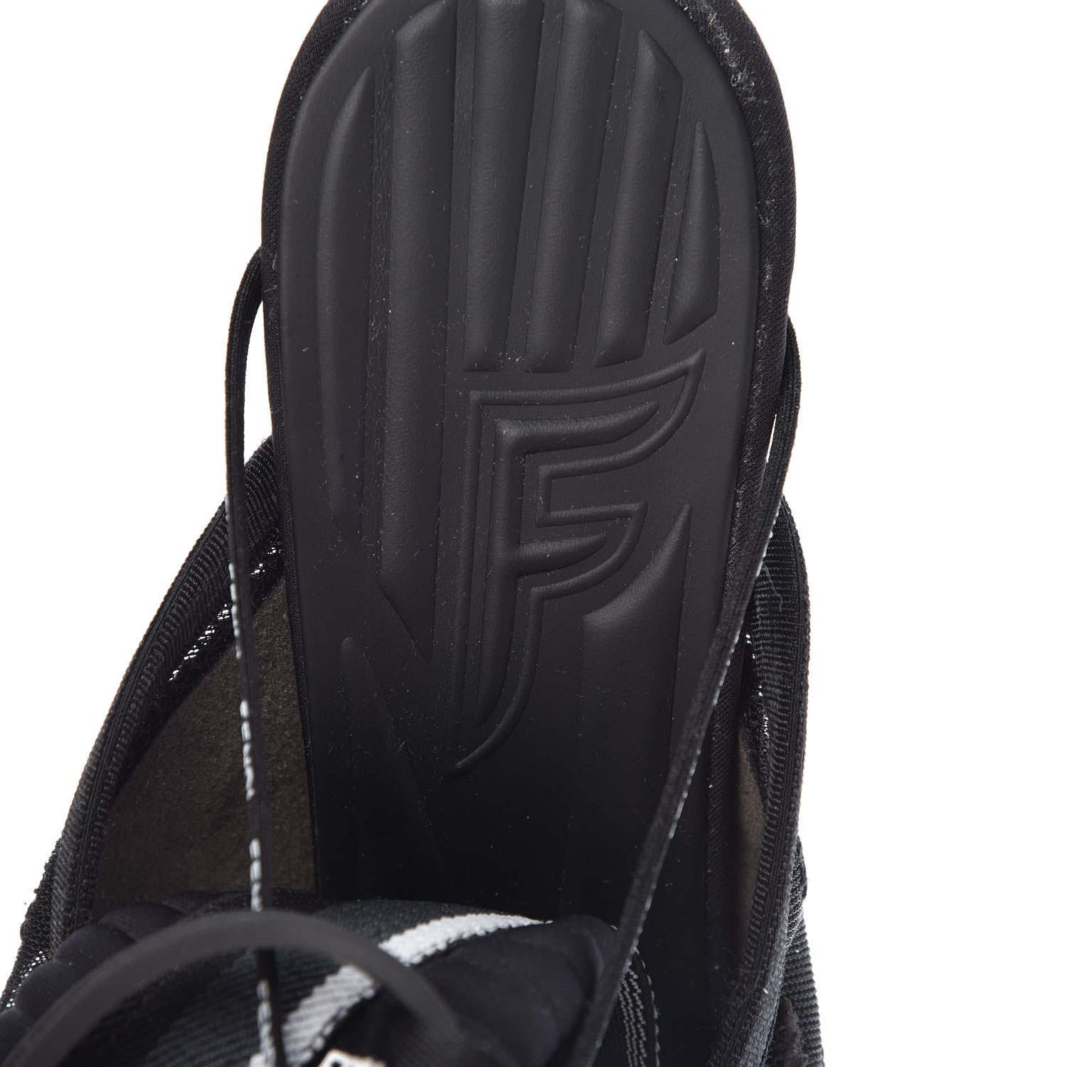 Fendi Technical Mesh FF FFreedom Patchwork 105 Peep Toe Sandals 39 Tobacco Black Asfalto 7 of 9