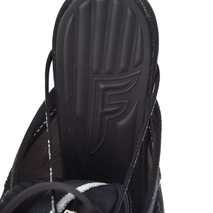 Fendi Technical Mesh FF FFreedom Patchwork 105 Peep Toe Sandals 39 Tobacco Black Asfalto 7 of 9