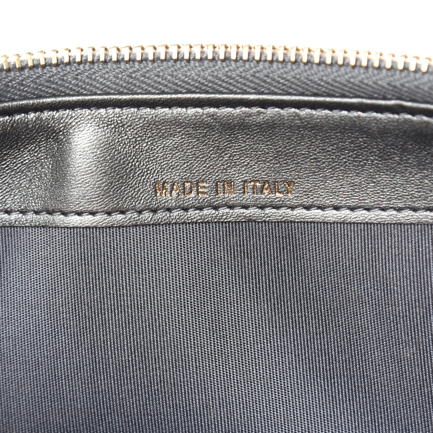 Lambskin Metallic Studded Clutch With Chain Grey
