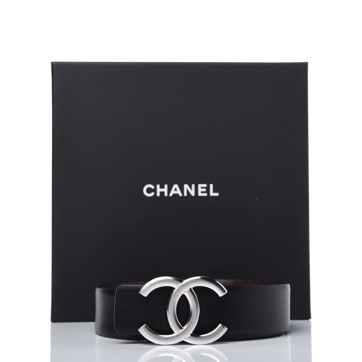 Chanel Calfskin CC Reversible Belt 80 32 Black Burgundy 7 of 7