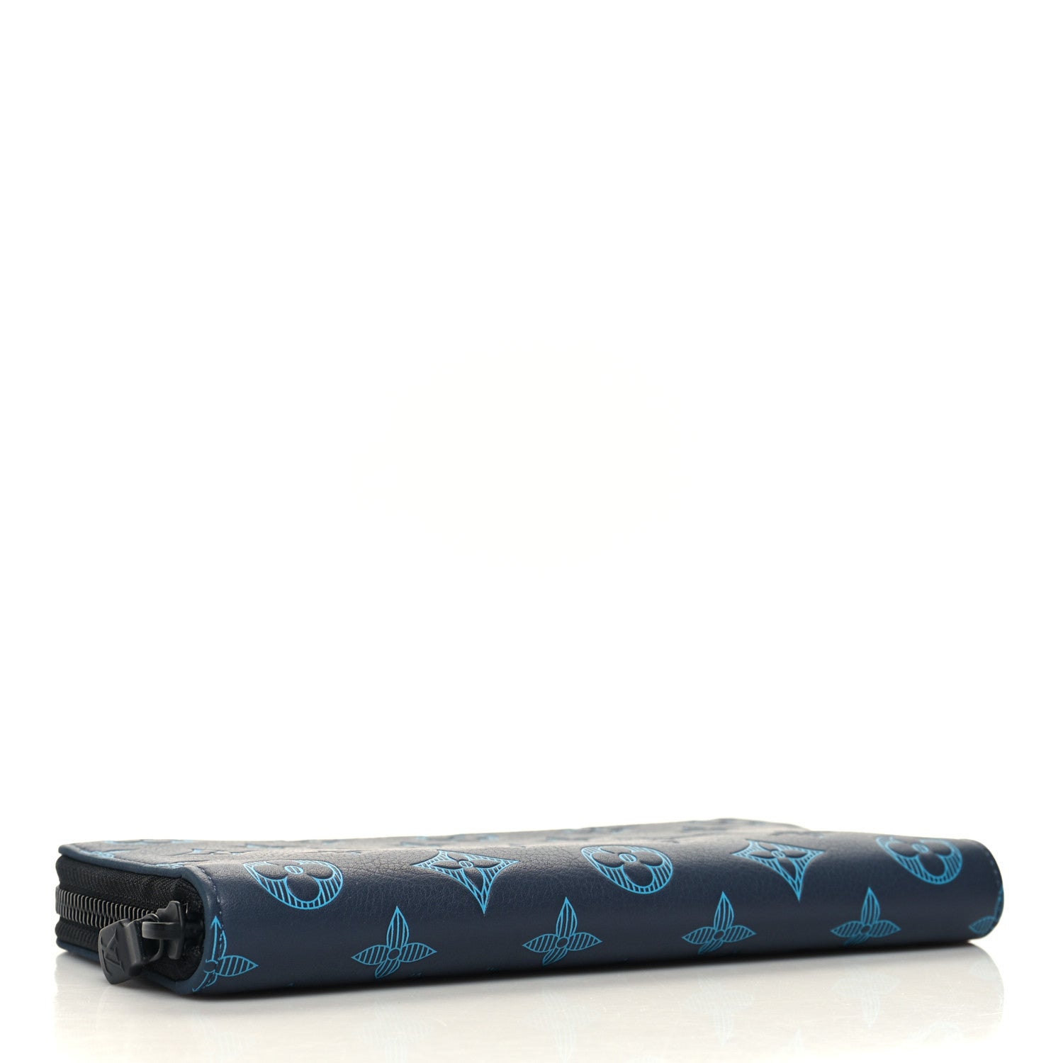 Louis Vuitton Calfskin Monogram Shadow Vertical Zippy Wallet Blue 4 of 10