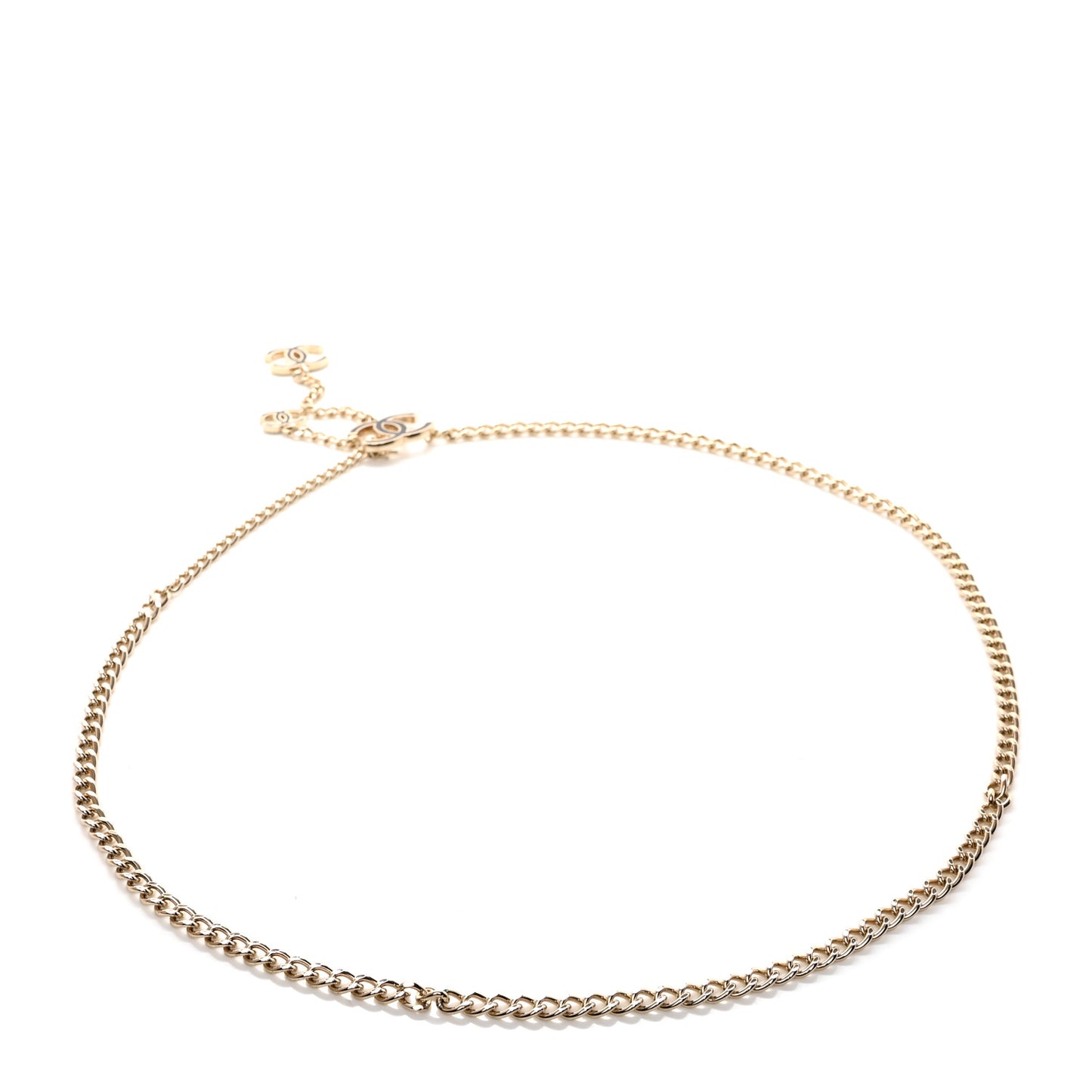 Enamel CC Chain Logo Belt Gold Black