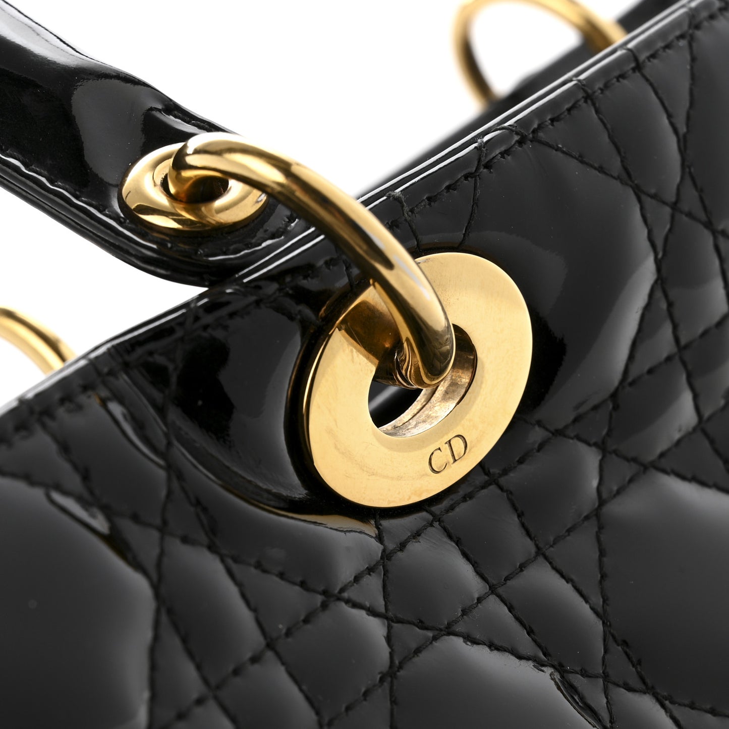 Patent Cannage Large Lady Dior Black