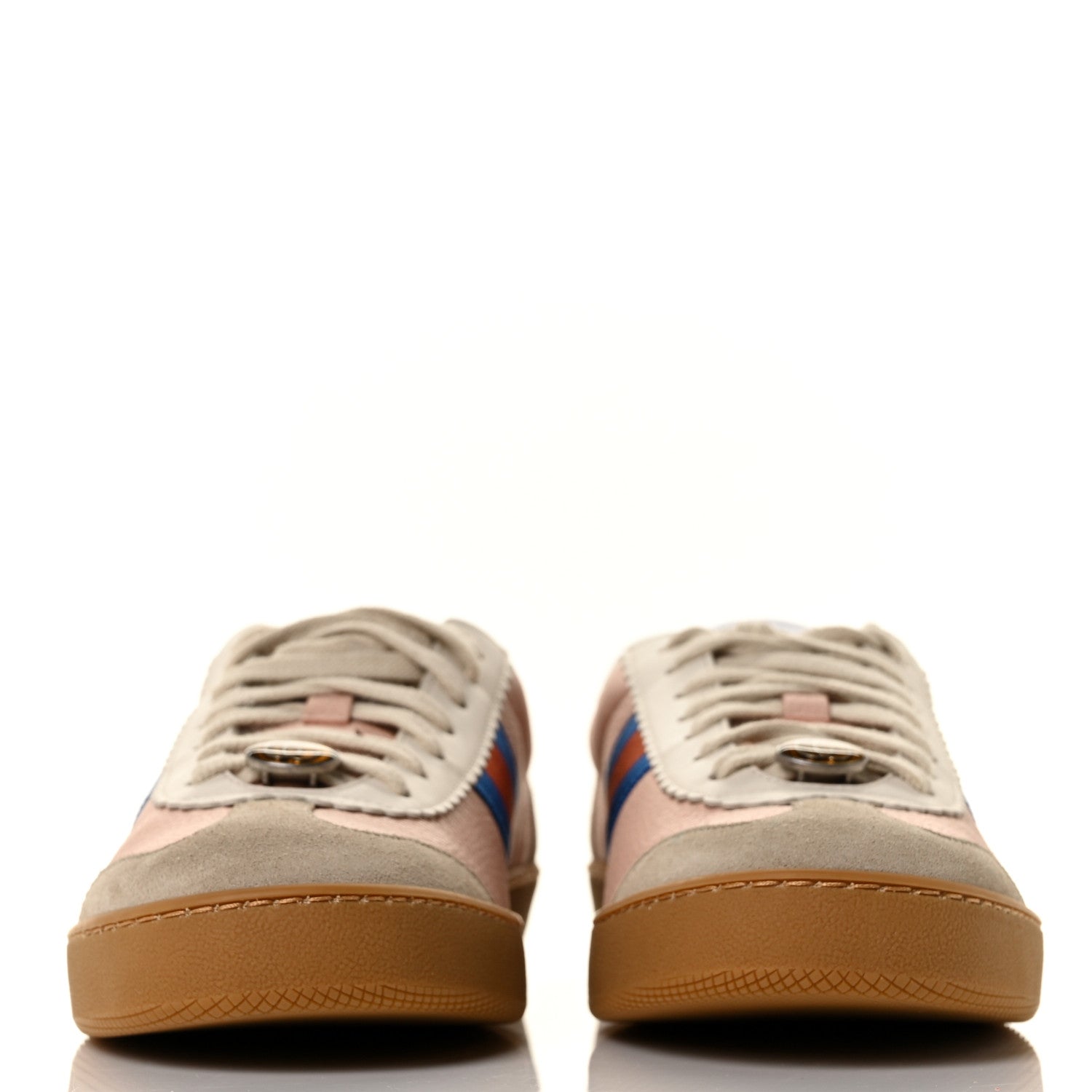 Gucci Calfskin Suede Web Womens G74 Sneakers 40 Oatmeal Soft Rose 2 of 8