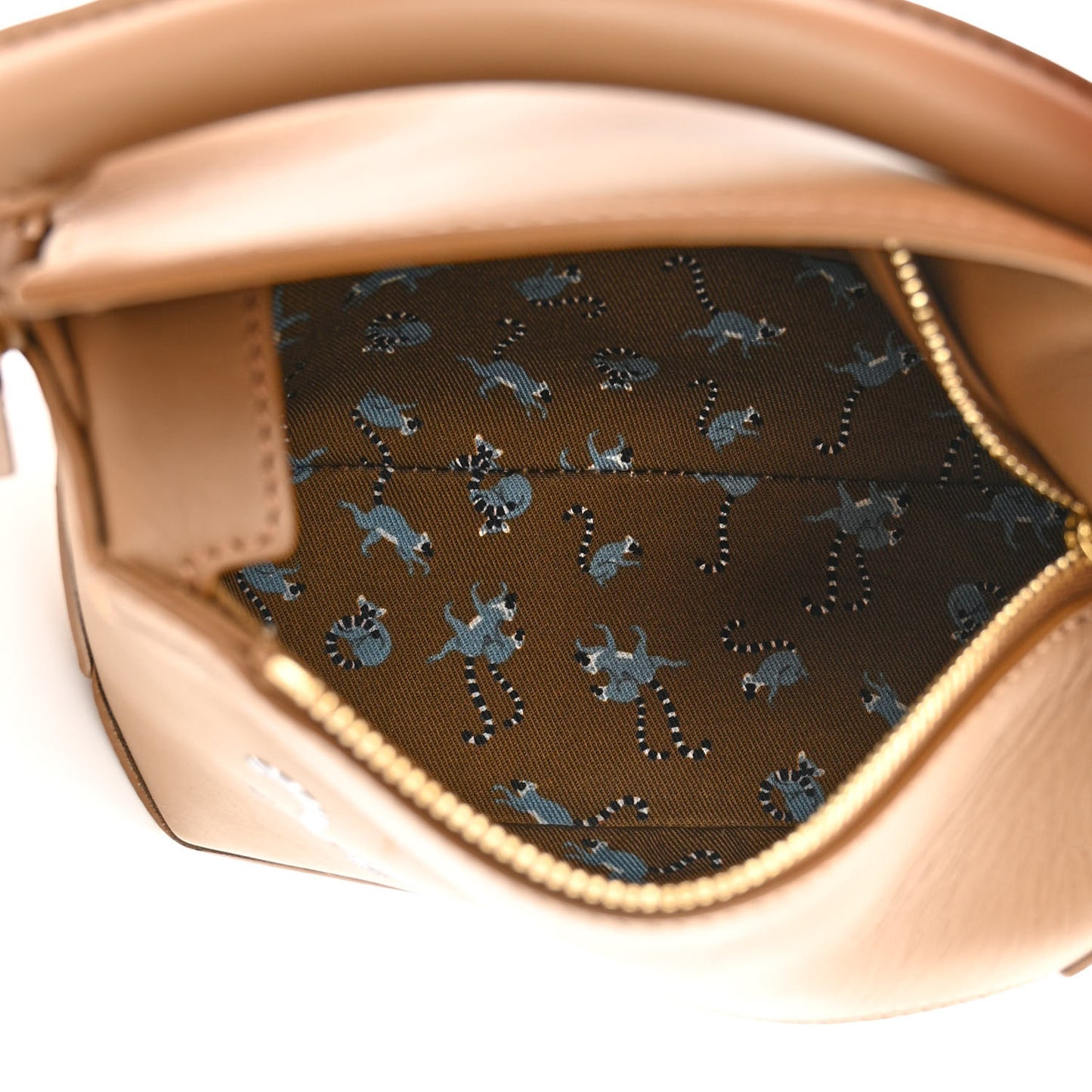 X SUNA FUJITA Satin Calfskin Mini Lemur Puzzle Edge Bag Brown