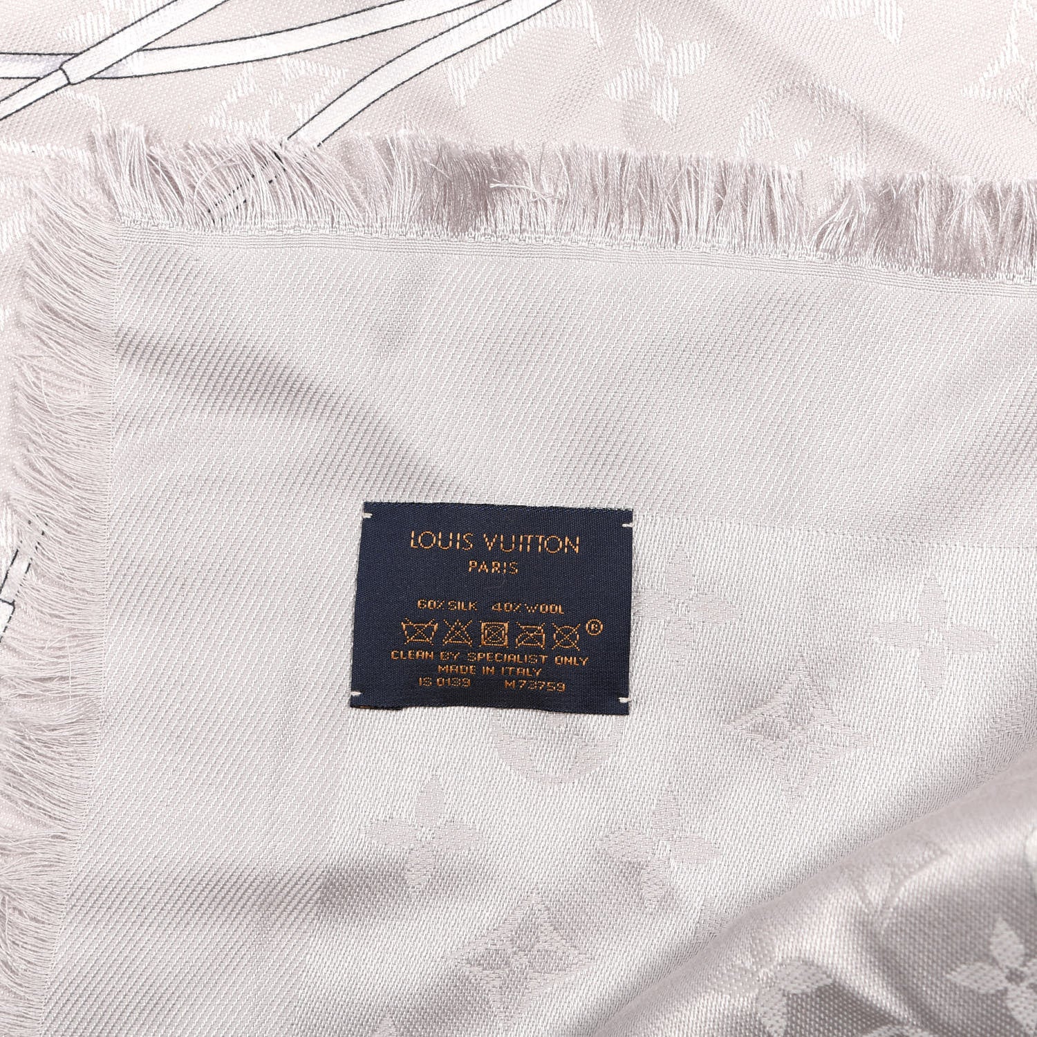 Louis Vuitton Silk Wool Monogram Archlight Trompe L'oeil Shawl Grey 2 of 4