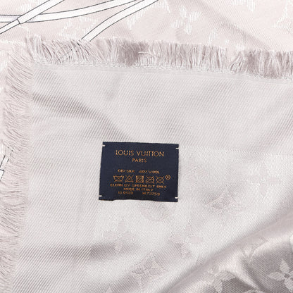 Louis Vuitton Silk Wool Monogram Archlight Trompe L'oeil Shawl Grey 2 of 4